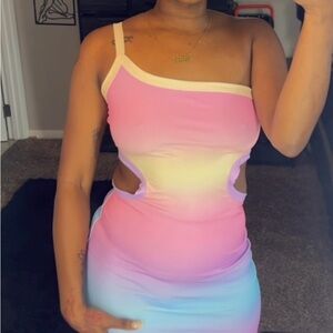 Elegant Backless Gradient Dress